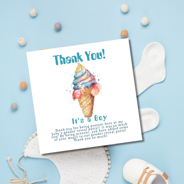 Carte De Remerciements Glace Cream Genre Revey Party C'est un garçon (Créateur téléchargé)