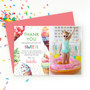 Carte De Remerciements Glace Cream Girls Birthday Party Photo