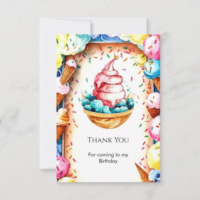 Carte De Remerciements Glace personnalisée crémeuse d'anniversaire (Devant)