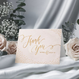 Carte De Remerciements Glam blush parties scintillant rose or calligraphi