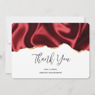 Carte De Remerciements Glam rouge foncé Satin foncé Design abstrait