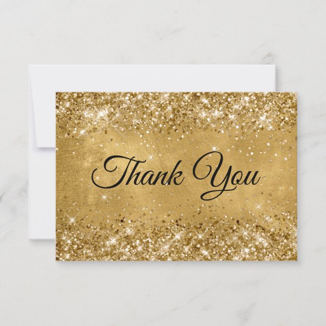 Carte De Remerciements Glittery Gold 50e anniversaire (Devant)