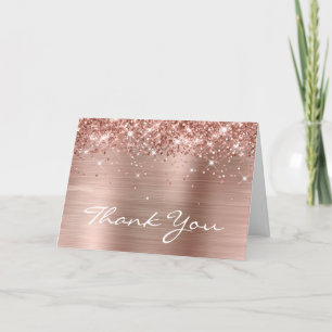 Carte De Remerciements Glittery Rose Gold Elegant 60e anniversaire