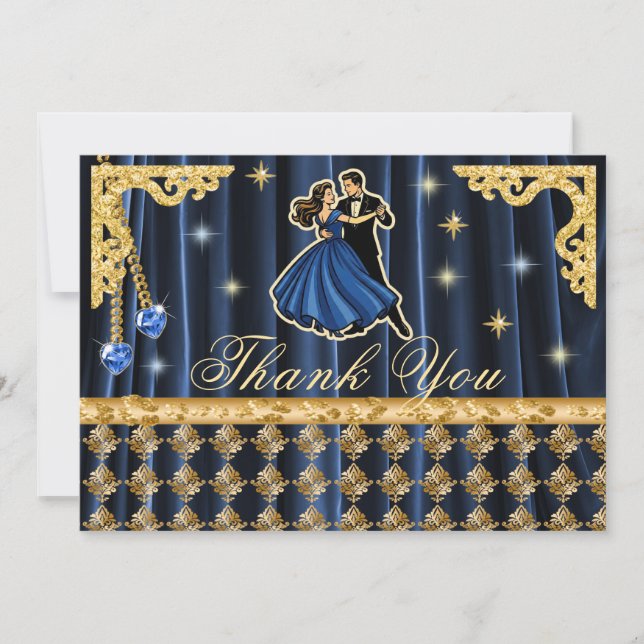 Carte De Remerciements Gold 60th Birthday Thank You with Dancers  (Devant)
