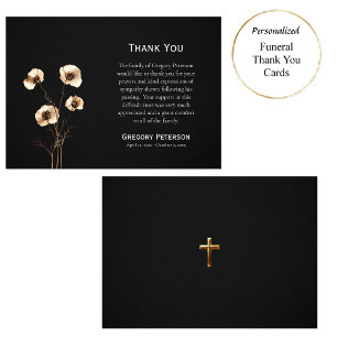 Carte De Remerciements Gold and Cream Fleur sauvage Catholique Funéraille