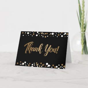 Carte De Remerciements Gold Black confetti Personnalisable 85e anniversai
