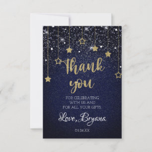 Carte De Remerciements Gold Blue Prom Under Stars Starry Night Anniversai