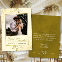 Gold & Cream Love & Thanks Posh Mariage Photo Note