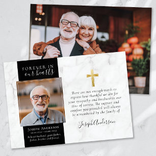 Carte De Remerciements Gold Cross Photo Sympathy Funeral