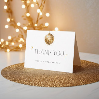 Carte de remerciements Gold Disco Ball