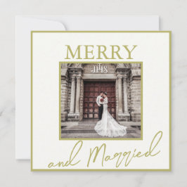 Carte De Remerciements Gold Elegant Merry & Marié 2 Photos