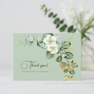 Carte De Remerciements Gold Eucalyptus Wreath Green Sea Glass
