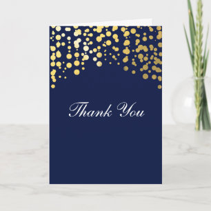 Carte De Remerciements Gold Foil Blue Confetti Wedding Thank You Card