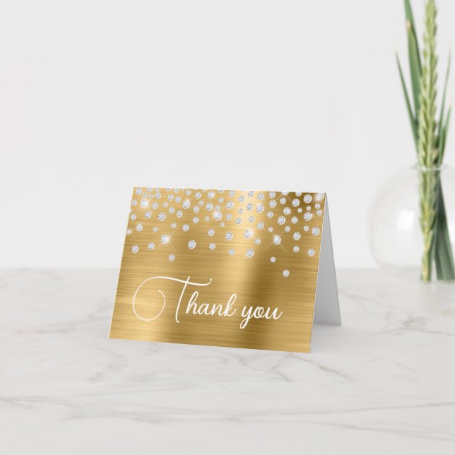 Carte De Remerciements Gold Foil Diamond Confetti 50e anniversaire (Devant)