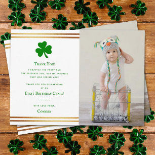 Carte De Remerciements Gold Foil St. Patrick's Day 1er anniversaire