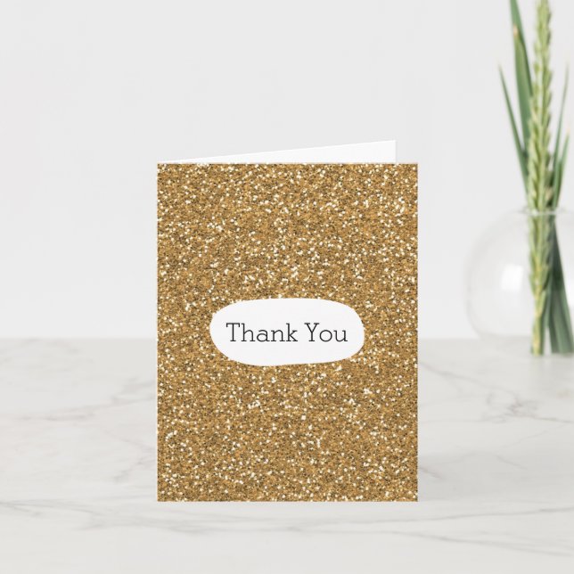 Carte De Remerciements Gold Glitter Thank (Devant)