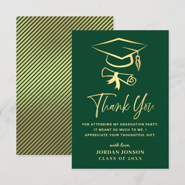 Carte De Remerciements Gold Green Modernisation (Devant / Derrière)
