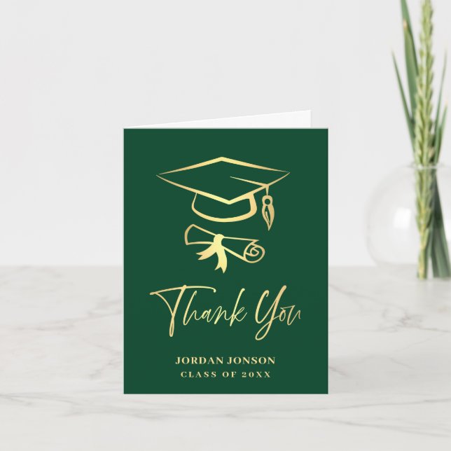 Carte De Remerciements Gold Green Modernisation (Devant)