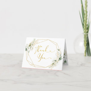 Carte De Remerciements Gold Greenery Géométrique Baby in Bloom Plié