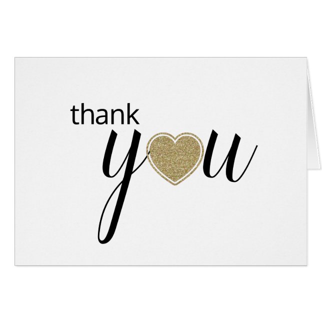 Carte de remerciements Gold Heart moderne (Devant Horizontal)