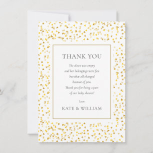 Carte De Remerciements Gold Hearts Confetti Poem Baby shower