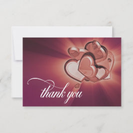 Carte de remerciements Gold Hearts rose