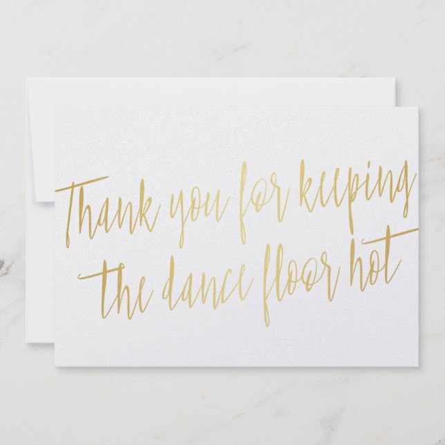 Carte De Remerciements Gold "Merci" pour groupe mariage, musicien ou DJ (Devant)