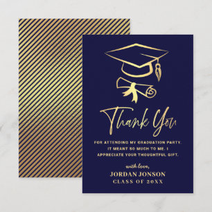 Carte De Remerciements Gold Navy Blue Modernisation