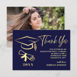Carte De Remerciements Gold Navy Blue Modernisation PHOTO