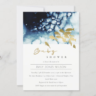 Carte De Remerciements GOLD NAVY Underwater SEA FISH BABY SHOWER INVITATI