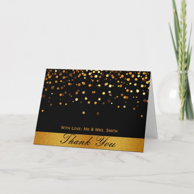Carte De Remerciements Gold Parties scintillant Budge Confetti Éclats Mer (Devant)