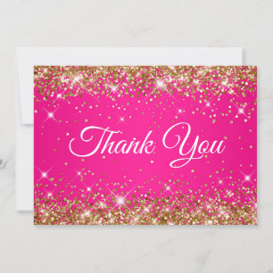 Carte De Remerciements Gold Parties scintillant Hot rose 40e anniversaire