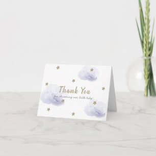 Carte De Remerciements Gold Stars & Fluffender Lavender Clouds Baby showe