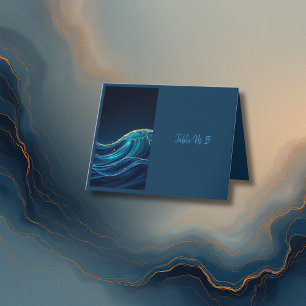 Carte De Remerciements Golden Accentué Abstrait Ocean Waves mariage