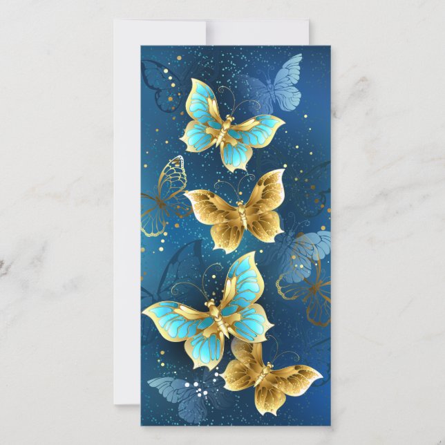 Carte De Remerciements Golden butterflies (Devant)