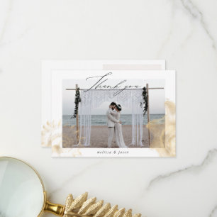 Carte De Remerciements Golden Coastal Two Mariage photo