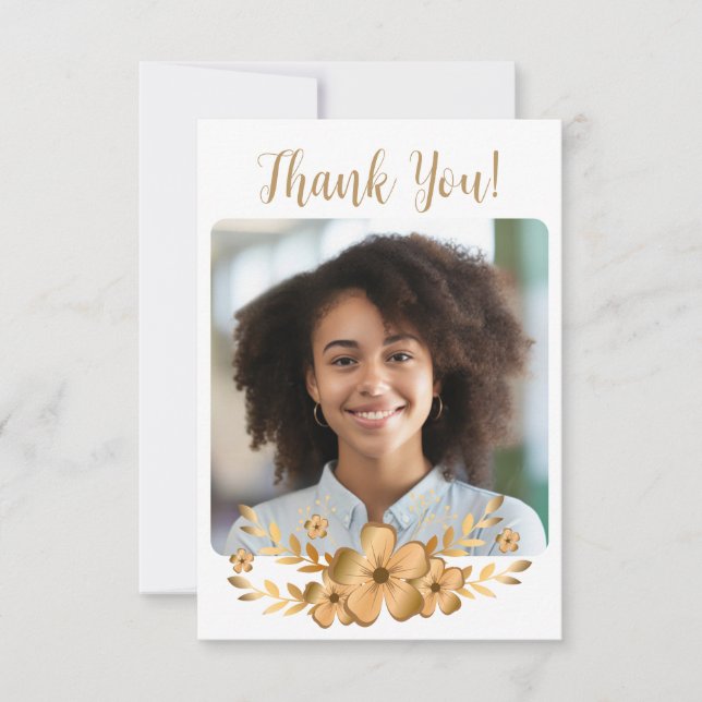 Carte De Remerciements Golden Flower High School College Graduation (Devant)