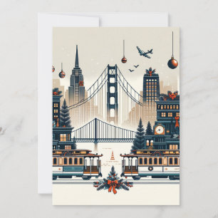 Carte De Remerciements Golden Gate Holiday Magie San Francisco Noël