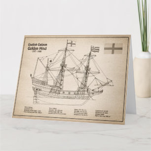 Carte De Remerciements Golden Hind - Plan directeur des navires SD