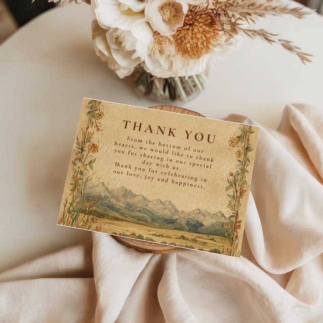 Carte De Remerciements Golden Meadow Mountain Wedding (Créateur téléchargé)