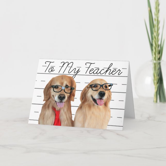 Carte De Remerciements Golden Retriever Appréciation de l'enseignant Merc (Devant)