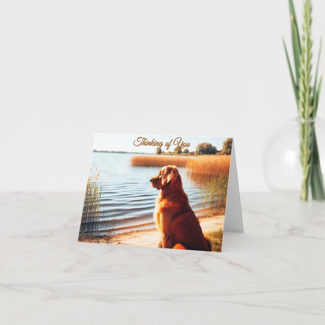 Carte De Remerciements Golden Retriever Penser à vous Note Card (Devant)