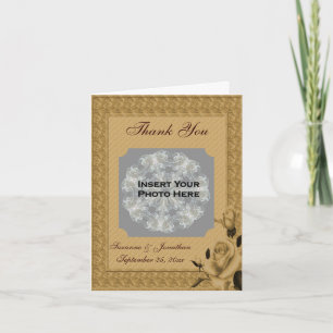 Carte De Remerciements Golden Rosebuds Photo Mariage personnalisée