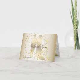 Carte De Remerciements Golden Stars Bride And Groom