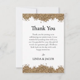 Carte De Remerciements Golden Wedding Anniversary Gold Faux Glitter