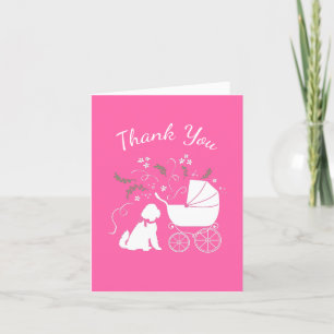 Carte De Remerciements Goldendoodle chien Baby shower fille rose