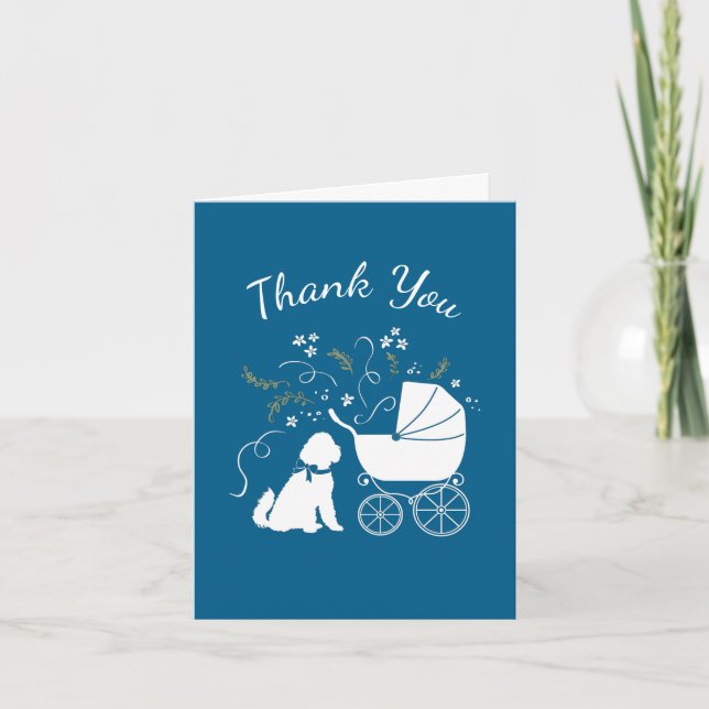 Carte De Remerciements Goldendoodle Chien Baby shower Garçon bleu (Devant)