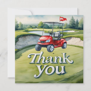 Carte De Remerciements Golf avec remerciement parcours style aquarelle