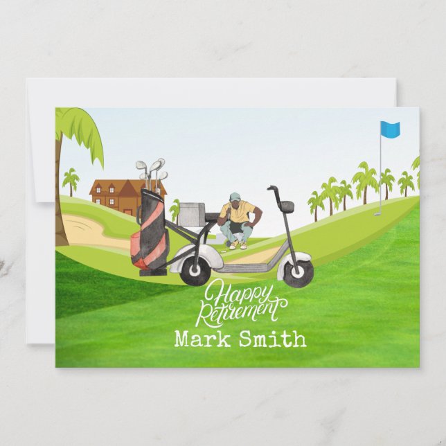 Carte De Remerciements Golf Bonne retraite avec golfeur regarde la balle  (Devant)