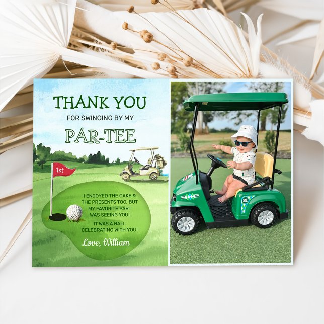 Carte De Remerciements Golf Green Hole-In-One Anniversaire Photo Par-tee (Créateur téléchargé)
